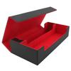 Card Storage Box PU Leather Magnetic Closure Card Deck Case with Drawer for Over 550 Game Cards Black Red