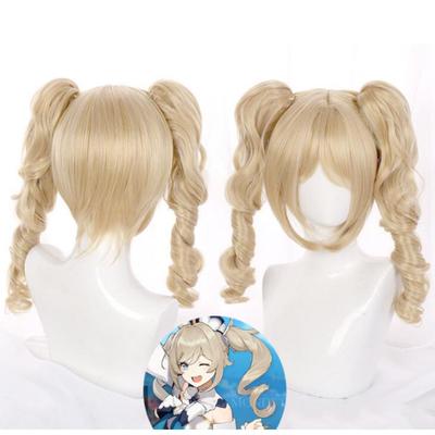 75CM Game Genshin Impact Barbara Cosplay Pruik Krullend Geel Paardenstaart Rollenspel Hittebestendig Synthetisch Haar Halloween Carnaval