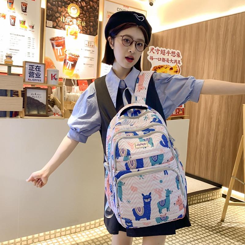 Cute Goose Cartoon Cat White Bear Sheep Pattern Student Backpack Teens For