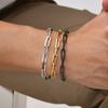 Stylish Paperclip Chain Bracelet for Men Women,Stainless Steel Rectangle Chain Bracelet Gift,Gold/Silver/Black/Grey Color