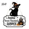 Unique Holiday Gift Ideas Halloween Wooden Welcome Door Sign, Black Cat Ghost Pumpkin Hanging Decor Seasonal House Decorations for Porch, Rustic