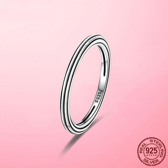Pierścionek damski 2022 nowy srebro 925 błyszczące i polerowane linie palec serdeczny dla kobiet ślub biżuteria zaręczynowa prezent Anel