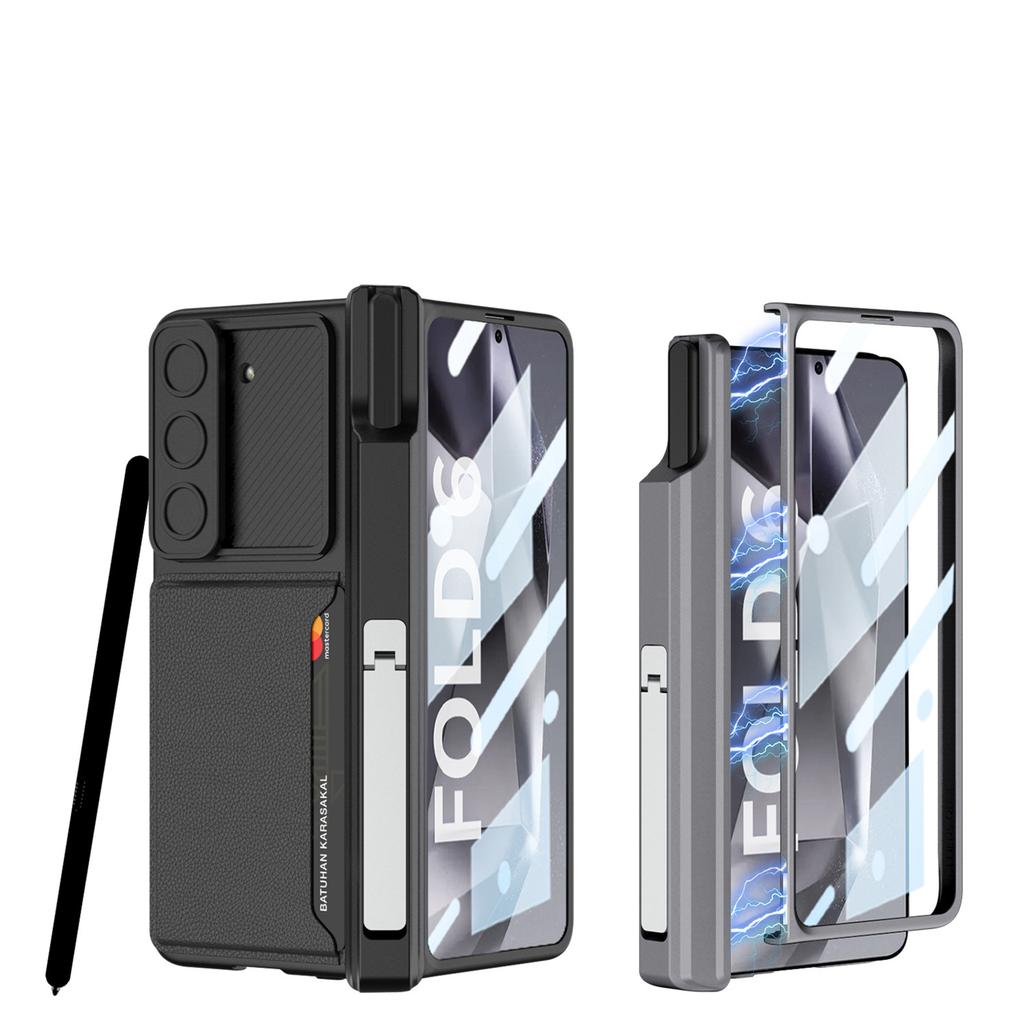Samsung Z Fold 6 Penhouder Scharnierende Mobiele Telefoonhoes Fold6 Kaartzakje Raambeschermer Houder
