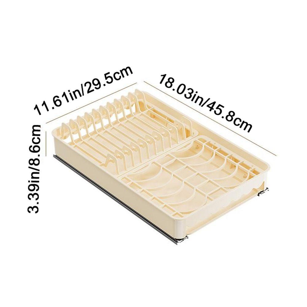 Built-In Slide Out Dish Drying Rack Plastic Drawer-type Plate Drain Rack Pull Out Dish Rack Pantry