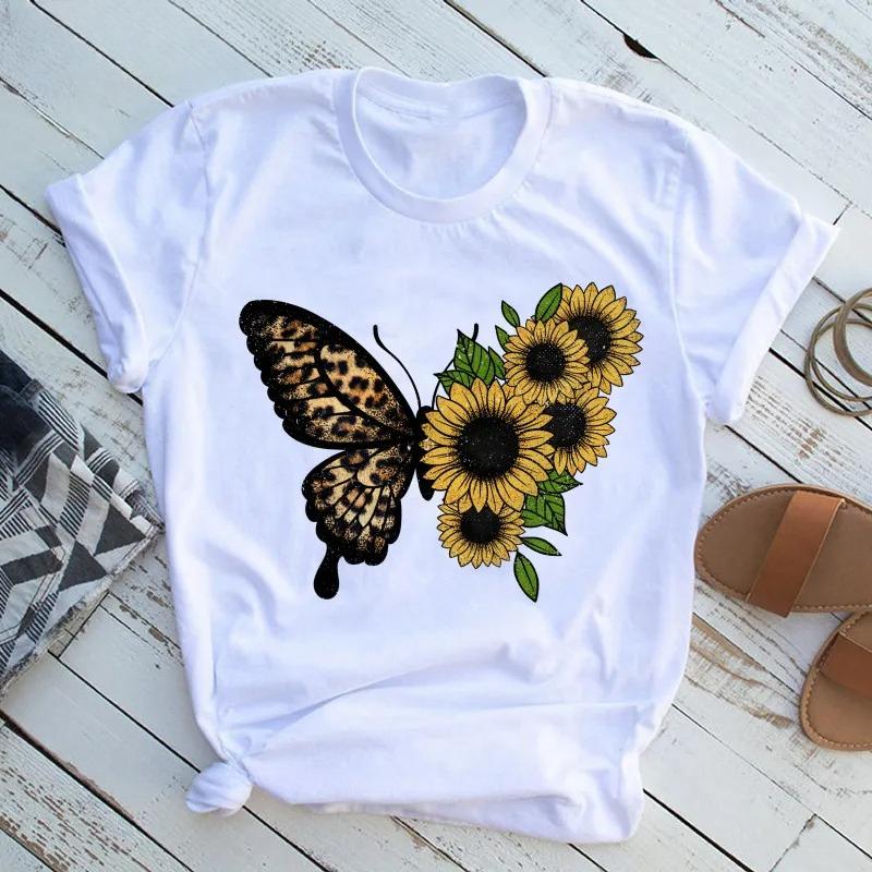 Unisexs Butterfly Tree Print Harajuku TShirt Round Neck Top Short Sleeve Casual Summer Tee ShirtDrop Ship