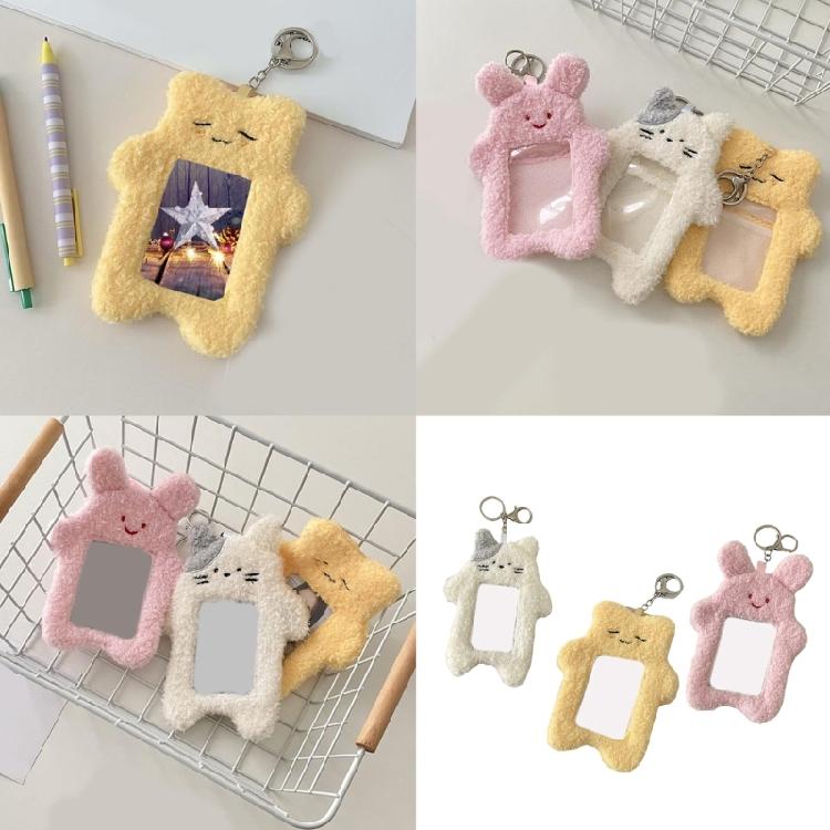 Cartoon Plush Card Holder Card Protector Card Sleeves Keychain Backpacks Decoration for Photocard Business Card Bus Card
