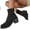 2025 Herbst neue große Größe runder Kopf mittlerer Absatz kurze Socken Stiefel dicker Absatz Schaft Martin Stiefel