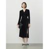 Women's French Style V-Neck Velvet Long Dress