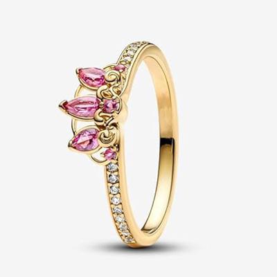 Fingerring Glänzende Strasssteine Eingelegt Kronenform Prinzessinnenring Vintage-Stil Damenring Schmuck Geschenk