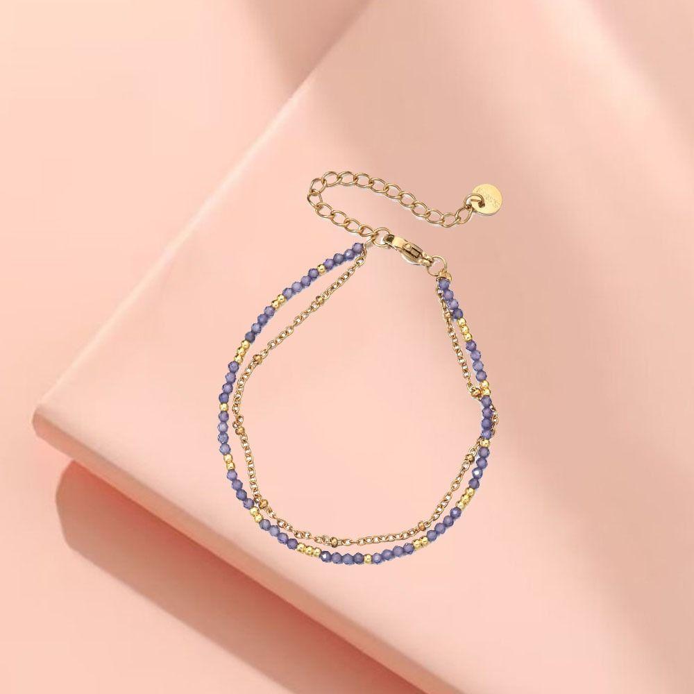 Adjustable Bohemia Colorful Bead Bracelets Stainless Steel Double French Pendant  Female Lady Girl