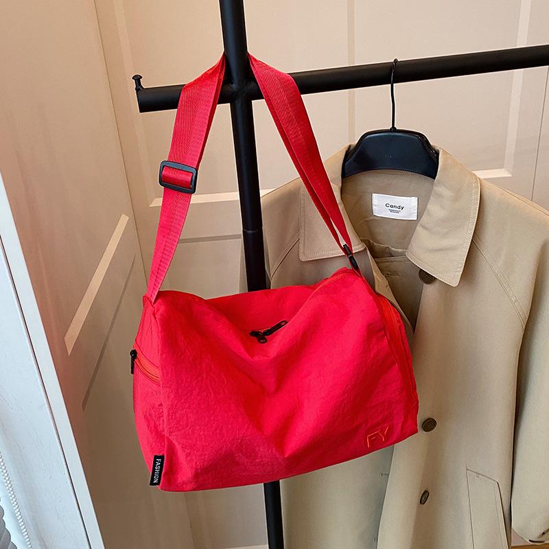 New Lightweight Solid Color Shoulder Messenger Bag Popular In Summer Simple Casual Versatile Large Capacity Tote Bag Women
