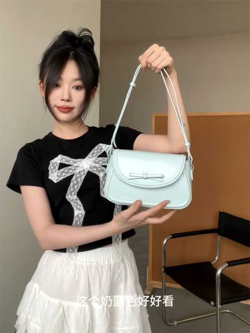 French Fashion Bow Sweet And Cute Shoulder Bag With The Same Versatile Casual Versatile Messenger Bag For Women