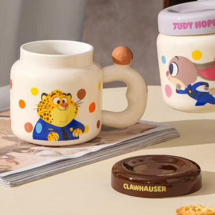 Crazy Zootopia Mug Girls High-Value Water Cup Office With Lid Cartoon Birthday Gift Ceramic Cup