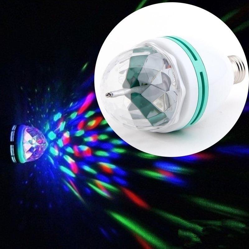 3W E27/B22 RGB Crystal Ball Rotating LED Stage Light Bulbs Disco Party Bulb Lamp