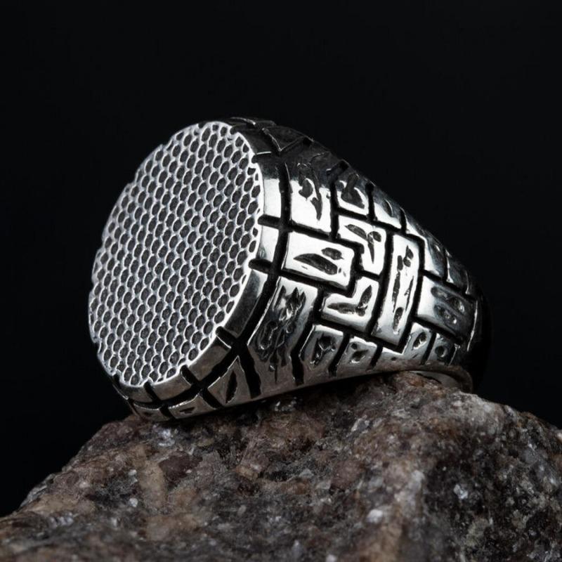 

European and American retro personalized patterned men s geometric ring 6 античный серебряного