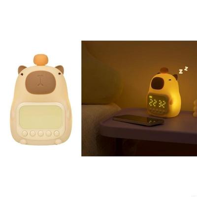 Capybara Night Light Alarm Clock for Kids with Snooze Function 1500mAh X3UC