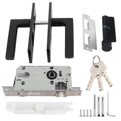 Weltraumaluminium Schlafzimmertürschloss Haussicherheit Schlafzimmer Türgriffschloss mit Schlüsseln Schraube Schwarz