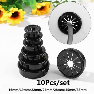 10pcs/set Plastic Cable Hole Cover Furniture Dust Plug Buckle Office Computer Table Grommet Wire Passing Line Outlet Rings