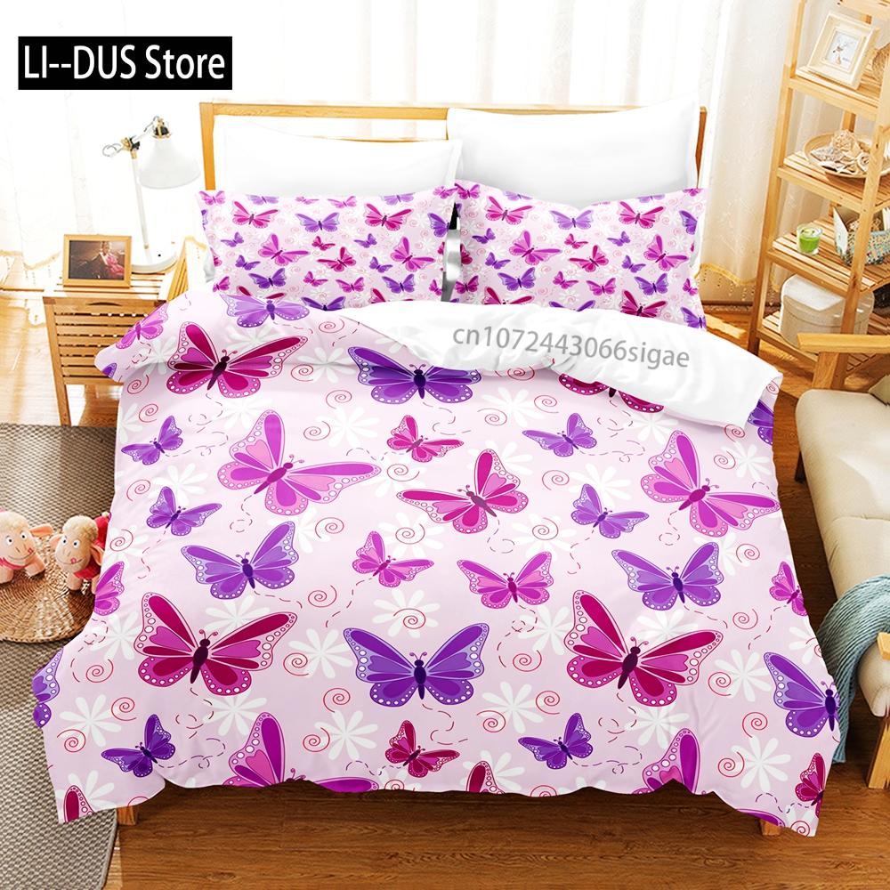 Butterfly Bedding Set Single Twin Full Queen King Size Mountain Elf Bed Set Aldult Kid Bedroom Duvetcover Sets 3D Anime 034