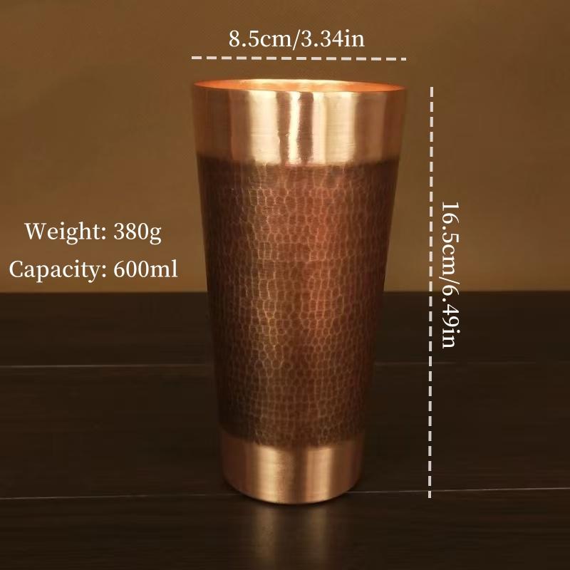 Pure Copper Coffee Cup,Handcrafted Engraving Hammer Texture 500 ml Milk Moscow Mule Tumbler Beer Mug,Vintage Tea Water Tableware 300-400ml