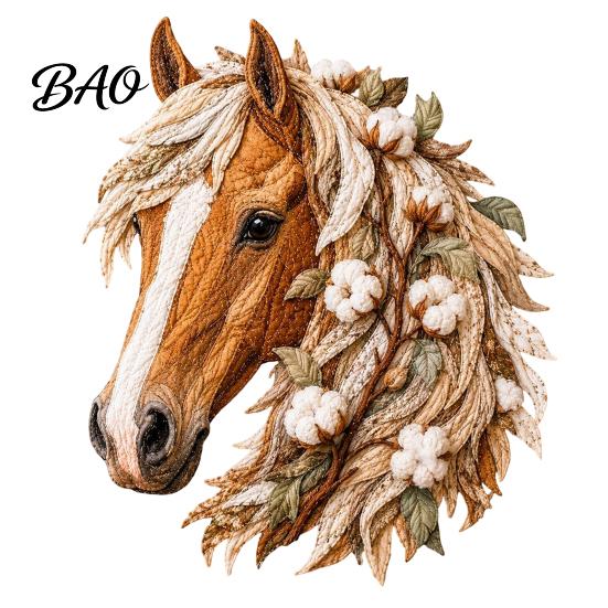 Artistic Fabric Applique Set Floral Horse Patchwork Kit, DIY Diy Kit Sewing for Adults, Handmade Wall Decor Decorative Collage
