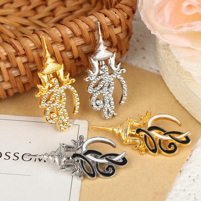 Retro Trauer Brosche Pins Verschlungenes Design Tropfendes Öl Finish Doppel Drachen Brosche Legierung Gedenkstil
