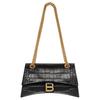 Crush Distressed Gold B Logo Metal Accessories Crocodile Pattern Embossed Calfskin Handheld Crossbody Shoulder Bag Small 716351210IX1000