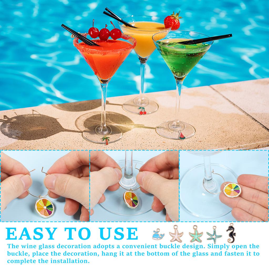 Weinglasmarker Weinglasanhänger Getränkemarker für DIY Halskette Armband Ohrringe Schmuckherstellung Feiertags-Themenparty-Dekor