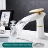 Waterfall faucet bathroom bathroom cabinet washbasin above counter basin copper single hole basin hot cold water faucet black