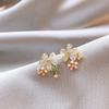 Small fresh diamond petal opal oval stud earrings exquisite light luxury small versatile high-end super flash earrings