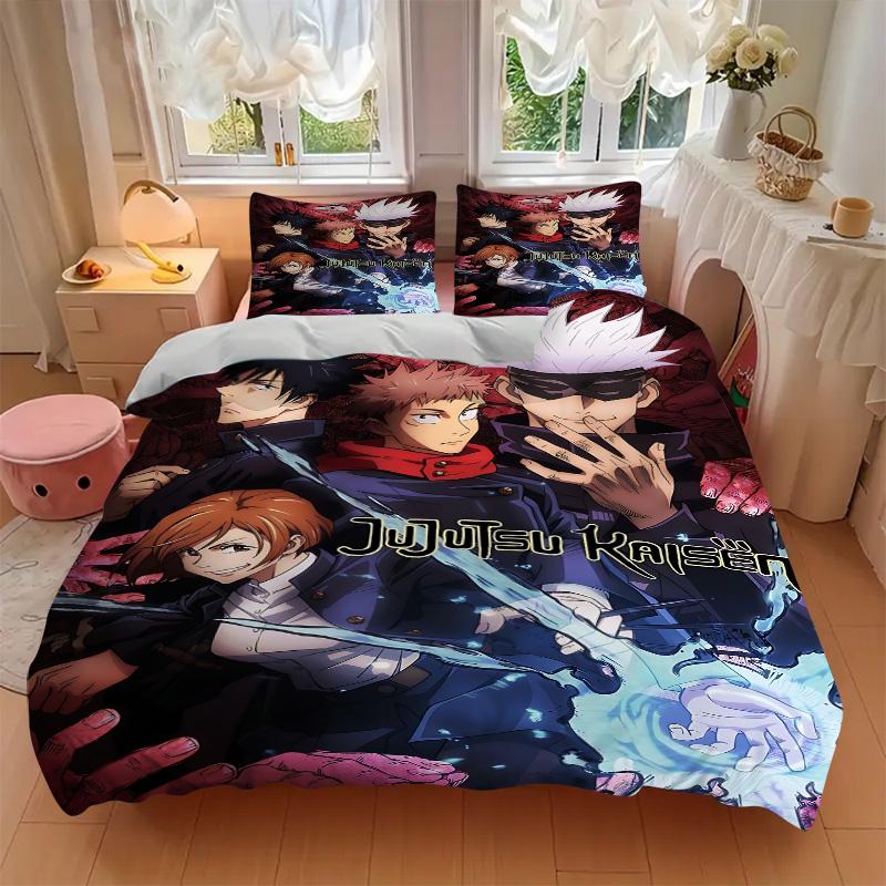 Jujutsu Kaisen Magic Battle Print 3Pcs Bedding Setduvet Cover With 2 Bedropillowcase Home Birthday Gift