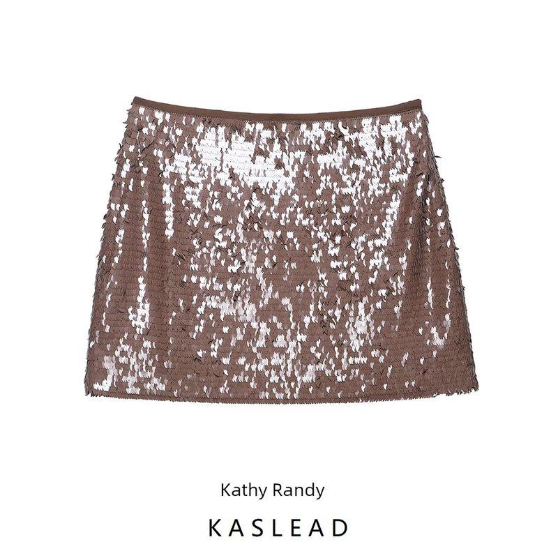 Kaslead New Women Clothes Western Style Fashion Simple and Versatile Sequin Mini Skirt 3920104