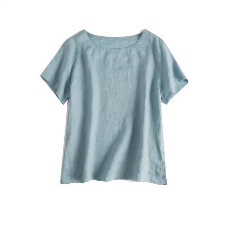 Summer Commuting Simple and Artistic Thin Round Neck Short Sleeve Women's Casual T-Shirt Top