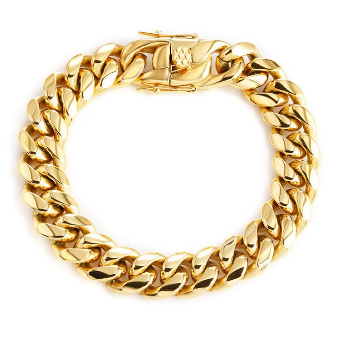 Men's Stainless Steel Cuban Bracelet with Dragon Head Clasp - Hip Hop Style, Fine Polished Finish.