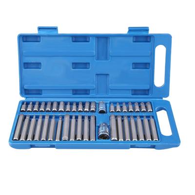 40-teiliges Sechskant-Stern-Torx-Steckschlüssel-Bit-Set Werkzeugkasten 1/2 Zoll 3/8 Zoll Antrieb