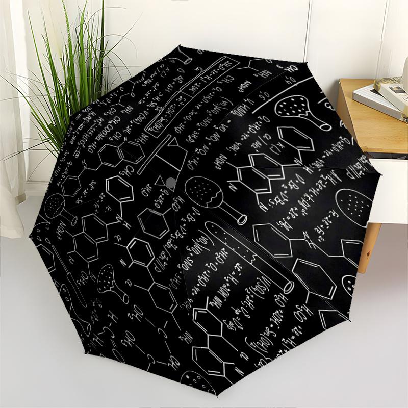 

1pc Chemical Formulas and Symbols Automatic 3-Fold Umbrella Design, Cute Cartoon Pattern, Portable Outdoor Umbrella, Perfect, Holiday Gift for Disney