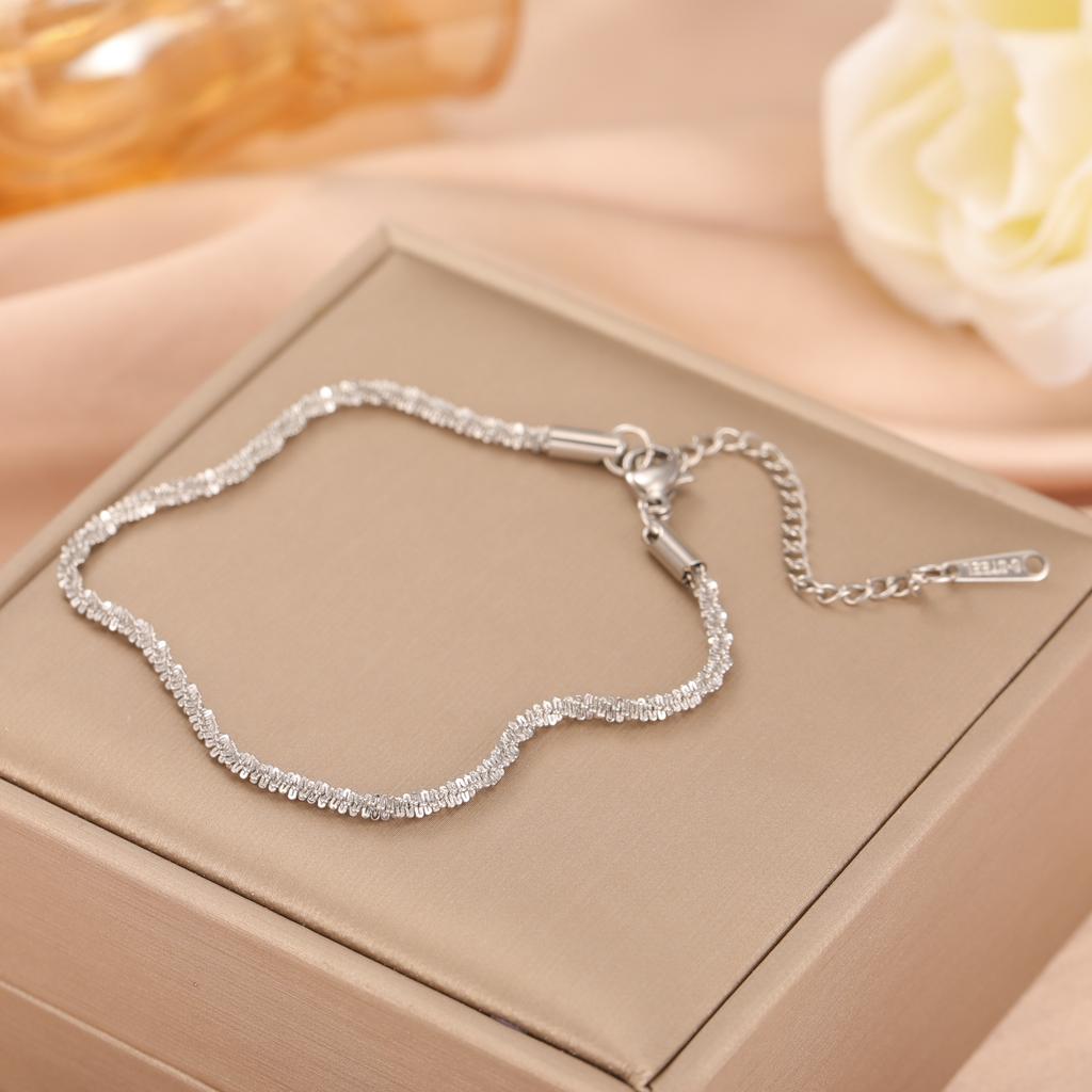 Sparkling Chain Bracelet Women Stainless Steel Gold Adjustable Bracelets Minimalist Jewelry Valentine Gift