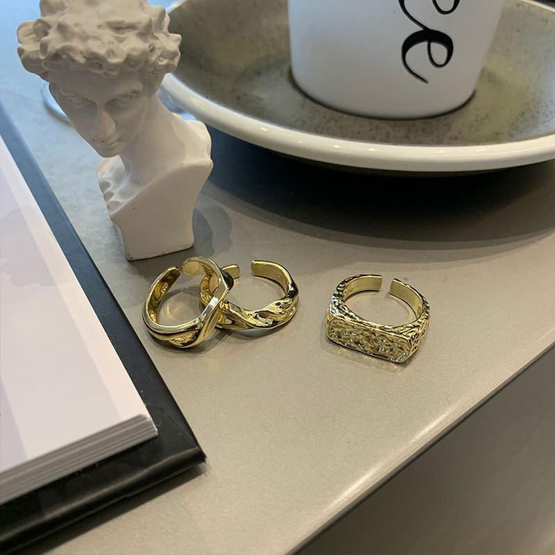 Elegant Korean Style Irregular Hollow S925 Sterling Silver Adjustable Open Ring For Women