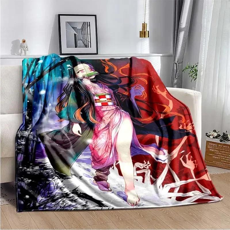 Anime Demon Slayer Kimetsu no Yaiba Fleece Blanket Nezuko Kamado Tanjiro Kamado Soft Bedding Bedspread Sofa Warming Cover