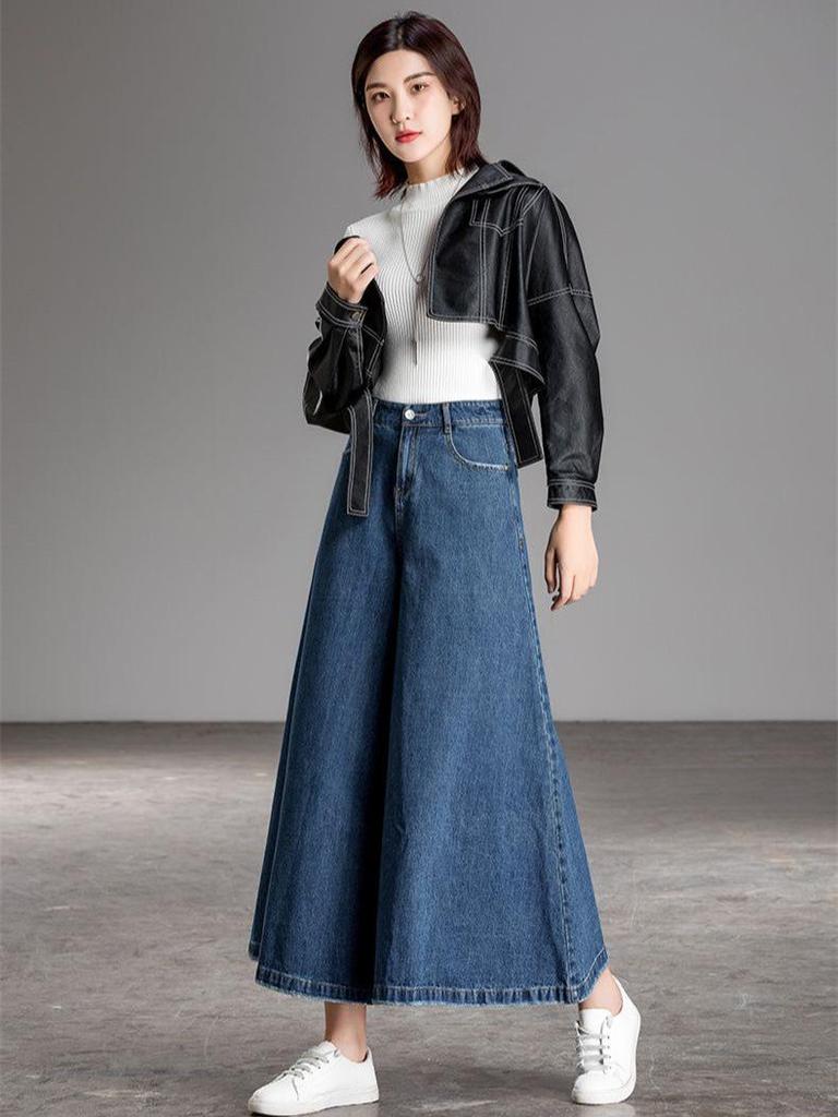 2026 Spring/Autumn High Waist European Chic Wide Leg Jeans for Women - Slimming, Loose Fit Trousers