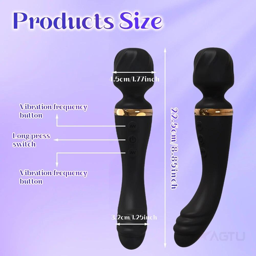 Powerful AV Magic-Wand Vibrator Female 20 Modes Nipple Clitoris Stimulator G Spot Massager Adult Goods Erotic Sex Toys for Women