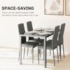 5-Piece Kitchen Dining Table Set with 4 Faux Leather Metal Frame Chairs Glass Tabletop Desk for Dining Room, Kitchen, Dinette, Grey