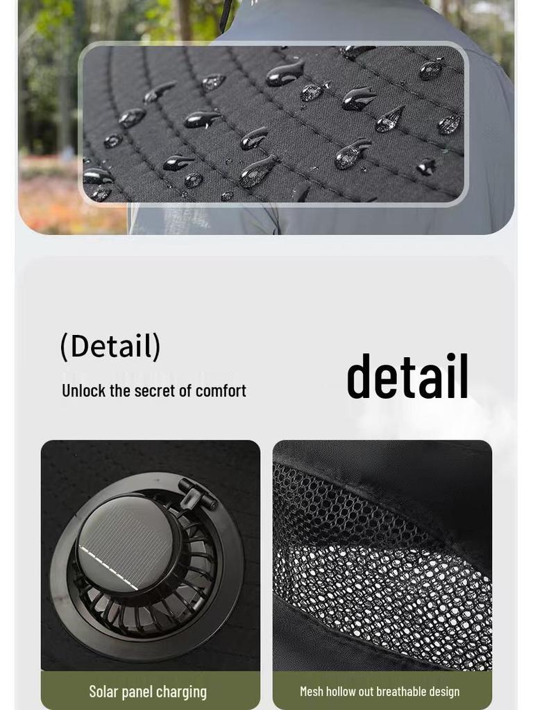 Men's Outdoor Wide Brim Sun Hat with UV Protection for Fishing