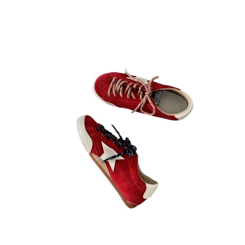 Leather retro German training shoes women's 2025 new versatile small dirty shoes lace-up flat casual sports board shoes women