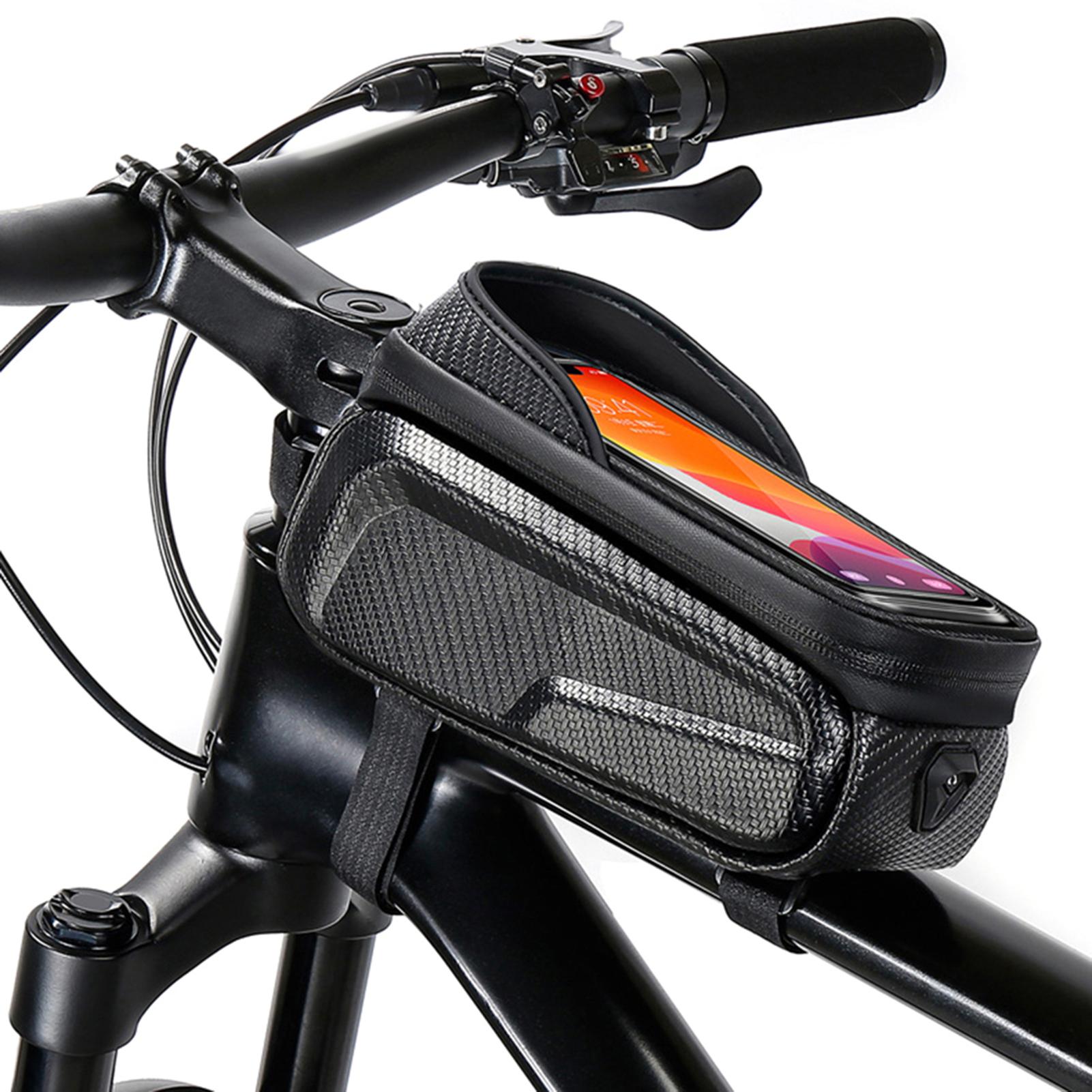 

Waterproof Bicycle Phone Mount Bags Front Frame Top Tube Bag with Touchscreen Phone Holder Case Cycle Bike Tool Storage чёрный