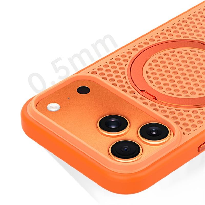 Applicable To iPhone17ProMax Ice-sensitive Honeycomb Heat Dissipation Magnetic Suction Bracket Mobile Phone Case Apple 16Pro Anti-drop Cover