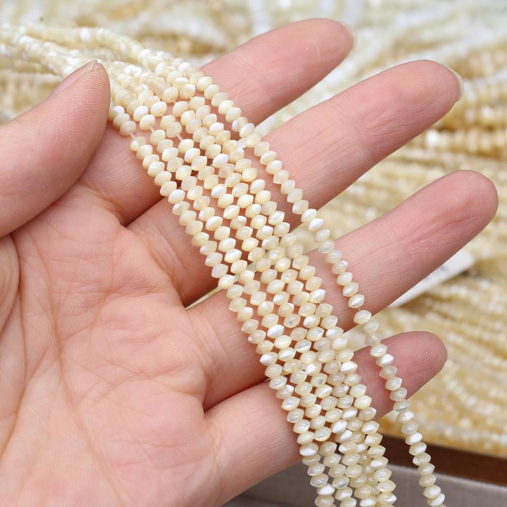 1String, White Yellow Natural Shell Beads for Jewelry Making DIY Necklaces, Bracelets Anklets Accessory, Unique Gifts for Halloween, Christmas 38cm