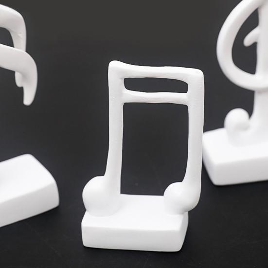 DYS 3Pcs Minimalist Music Note Resin Sculpture, Treble Clef & Eighth Quarter Desk Decor for Piano Room Living Room, Matte Art Collectible, Creative