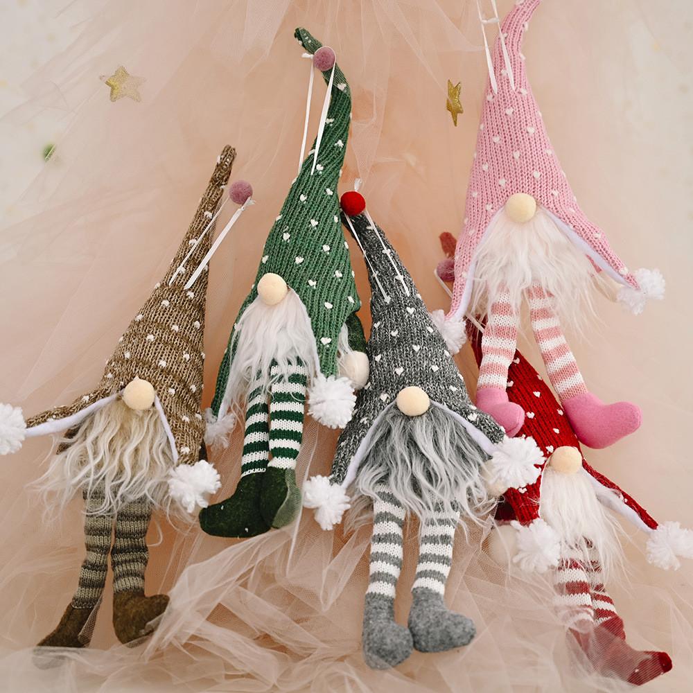 Charming Forest Santa With Lights Hanging Legs Doll For Creative Holiday Decor