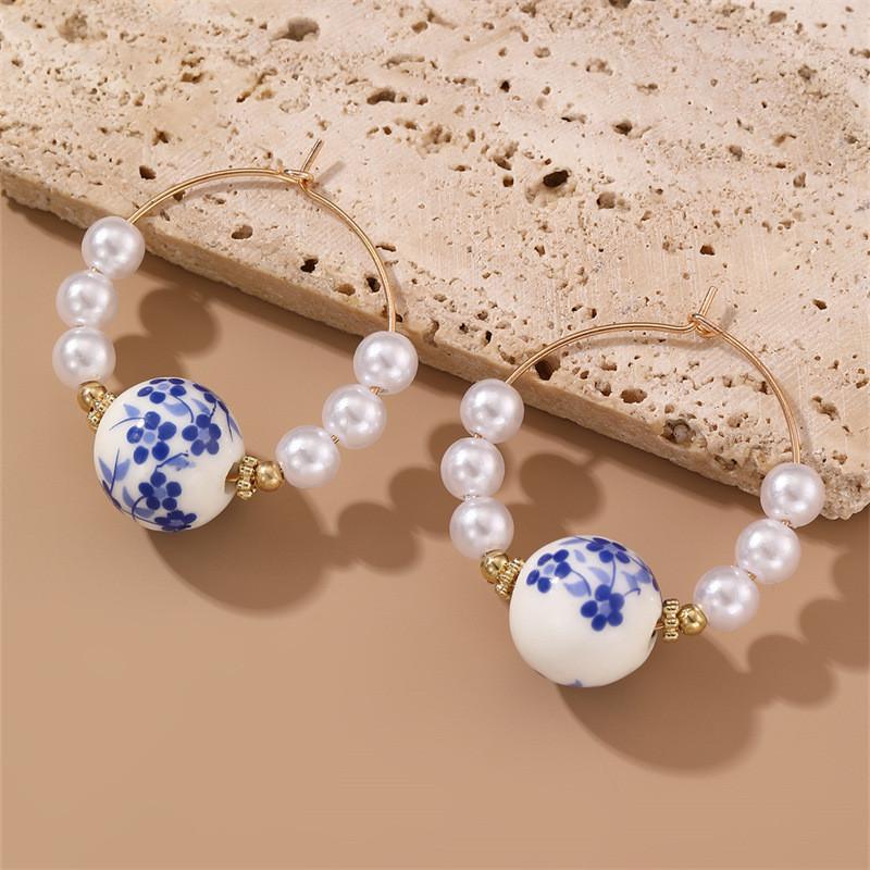 Heart Resin Plastic Earrings Vintage Chinese Design Women Decoration Fashion